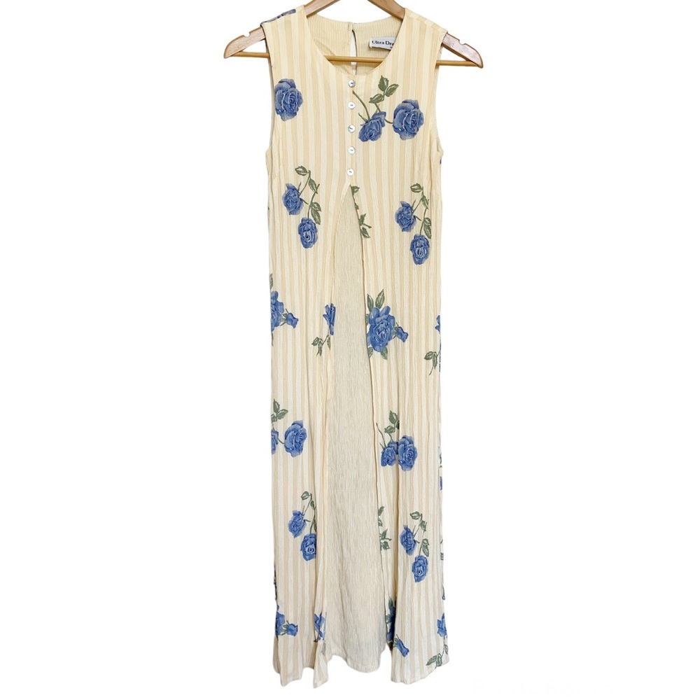 Vintage Ultra Long Dress Yellow Size Small